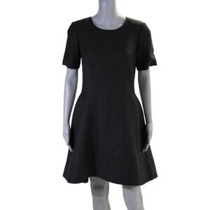 Nina Bauer Womens Back Zip Short Sleeve Scoop Neck A Line Dress Gray Size 4